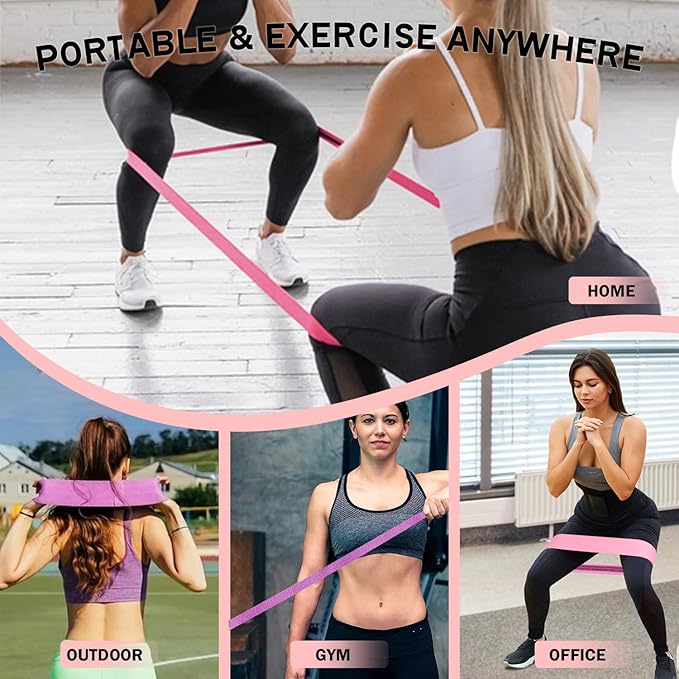 Long and Short Fabric Resistance Bands with Door Anchor, Non-Slip Stretch Booty Bands for Working Out Women & Men, Loop Exercise Elastic Bands for Home Physical Therapy Yoga Pilates