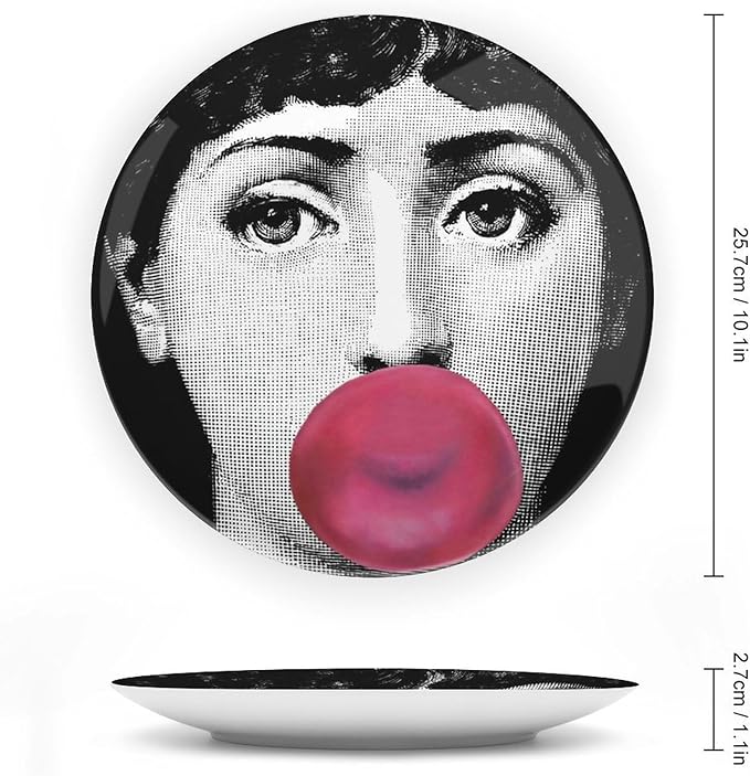 Lina Cavalieri Plate, Wall Decorative Plate, Mysterious Face Plate Wall Hanging Decoration,Including Bracket and Special Spring Hook, 10inch, Style6