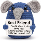 for Women Men, Handmade Crochet Elephant Doll, Cute Emotional Support Animal Gift for Friends, Inspirational Cheer Up Gift, Birthday Graduation Gift Idea