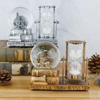 LED MusicCrystal Snow Globe， Sand Timer ，Hourglass,Home Decor,Table Decor for Living Room ，Office Desk Decorations[Brass Ferris Wheel]