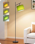 EDISHINE Modern Floor Lamps for Living Room, 64.7" Minimalist Standing Lamp with 3 Color Temperatures Bulb & Adjustable Linen Shade, Foot Pedal Switch, Arc Tall Lamp for Office Bedroom, Green Shade