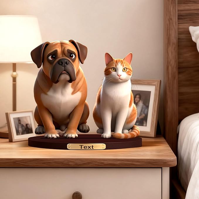 Personalized Photo Pet Cartoon Style Ornament Custom 3D Pet Statues From Photos Pet Memorial Desktop Display Customized Cartoon Figurine Desktop For Office Bedroom Gift'S For Dog Cat Lovers (Pet cartoon)