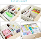 Onerbuy 8pcs Adjustable Grid Drawer Dividers DIY Plastic Closet Separator Tidy Organizer Container for Underwear Socks Belt Office Supplies(White)