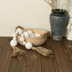 2" Extra Large Wood Bead Garland with Tassels, 50" Long Rustic Farmhouse Wooden Beads Garland, Decorative Beads Boho Decorations for Home Table Mantle White