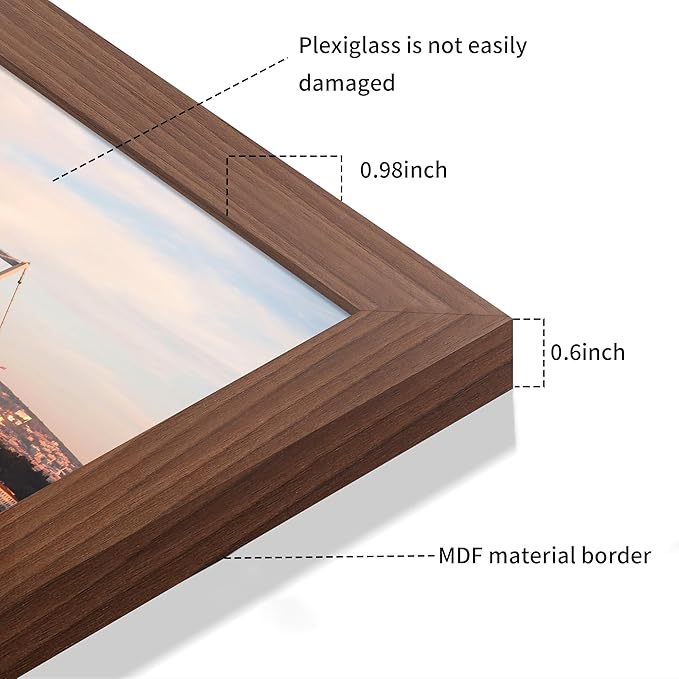 16x20 Picture Frame Brown Set of 3, Display Pictures 11x14 with Mat or 16 x 20 Without Mat, Poster Frames 16x20 for Wall Hanging Horizontal and Vertical