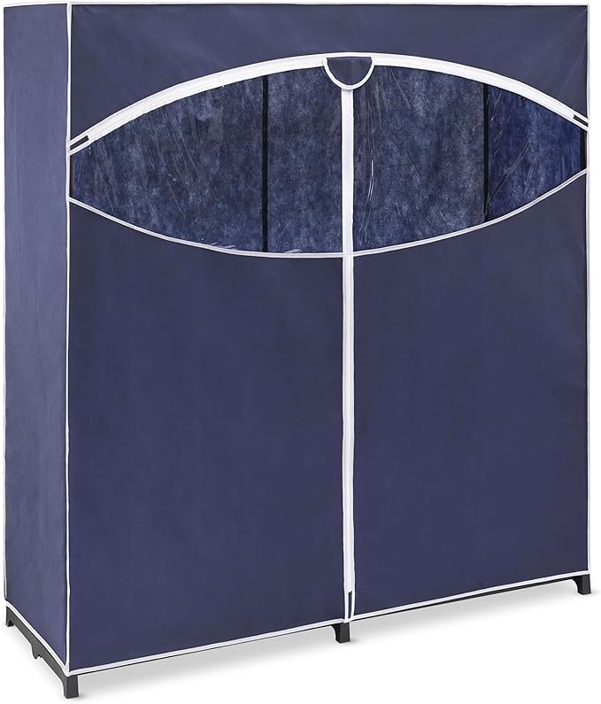 Whitmor Extra-Wide Portable Clothes Closet - 60 Inches Wide - Store Seasonal Clothing - Blue