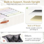 Yawinhe Under Bed Storage Containers, 4 Pack, Bin with Lids, Collapsible Closet Organizers, with Sorting Card Slot and 4 Leather Handles, for Blanket, Bedding, 31.5''Lx15.7''Wx6''H, Beige