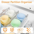 Yieach 8 Pack 3.2 Inch Shallow Acrylic Drawer Dividers for Clothes -Expandable from 15-21''- Adjustable Drawer Dividers for Baby Clothing,Sock,Underwear,Clear in Drawer Separators for Dresser,Kitchen
