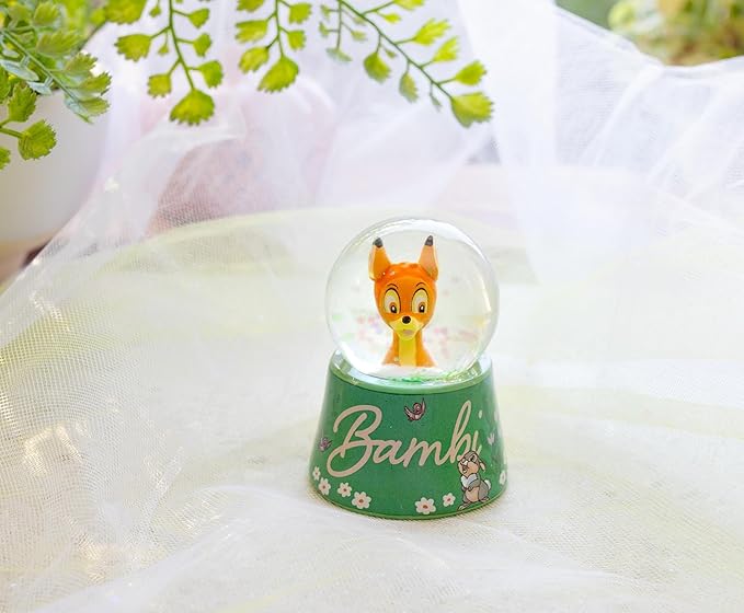 Disney Bambi and Thumper Pretty Flower Mini Light-Up Adult Snow Globe with Swirling Glitter | 3 Inches Tall