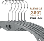 Grey Plastic Hangers 30 Pack, No Shoulder Bumps Ultra Thin Space Saving Clothes Hanger for Suits Adult Coat Heavy Duty Overcoats Dresses Closet