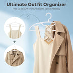 HOUSE DAY Plastic Clothes Hangers 36 Pack, Sweater Hangers No Shoulder Bump, Thick Heavy Duty Coat Hanger for Closet, White Wide Hanger with Non-Slip Hook for Sweaters, Suits, Dresses, Jackets, Pants