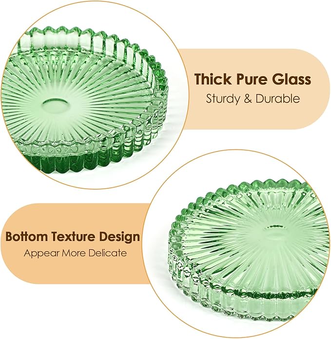 Modern Clear Coaster Set of 5- Glass Coasters for Drinks Crystal Coasters Round Cup Coaster Coffee Table Decor for Office, Kitchen, Bar, Dining Room, Living Room, Patio(Clear Green)