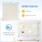 DOLLAR BOSS Felt Cork Board Tiles, 6 Packs 12" x 12" 1/2" Thick Cork Bulletin Board Adhesive Acoustic Panels Soundproof Corkboards for Walls with 60 Pushpins for Home Office Kitchen School, Beige