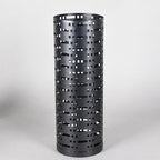 Pissente Umbrella Holder, Rustproof Space Saving Fashionable Hollow Round Metal Umbrella Stand Rack for Entryway Home Office Indoor Outdoor, Black, 16.5 x 5.9 x 5.9in