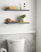 BAYKA Floating Shelves Grey, 22.5 inch Rustic Wood Wall Mounted Shelves for Bathroom, Bedroom, Living Room, Kitchen, Hanging Shelf for Books/Storage/Decor (Gray,Set of 2)