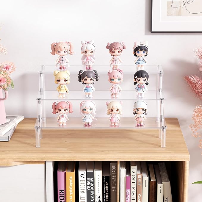 2 Packs Acrylic Display Stand Riser,3 Tier Perfume Organizer Cupcake Stand Acrylic Pop Shelves Holder,Clear Desk Display Shelf for Figure,Trinket,Collectibles,Dessert Stands for Party Decor-11.6in