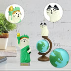 RAQWI Cute Mini Cat Holding the Torch Figurine Cute Cat Standing on Globe Figurine for Office, Home Decoration Perfect Cute Cat Gift for Cat Lovers
