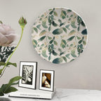 Bone China Decorative Plate Sage Green Eucalyptus Leaves Ceramic Decorative Plates with Display Stand 8inch Handmade Ceramic Ornament Wall Art Decor for Home Kitchen Bedroom Decorative Ornaments
