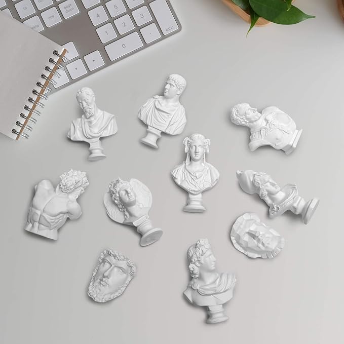 Garwor 10PCS Mini Figures of Greek Mythology Statue Resin Sculpture World Famous Bust Figurine Home Office Decor, 2.75" H