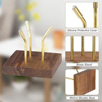 Hipiwe Gold Metal Arm Display Stand Decorative Ball Stand Easel with Wooden Base Rock Display Stand for Sphere Crystal Ball Eggs Mineral Geodes Rock Seashell, X- Large