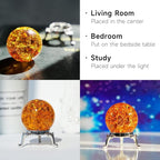 H&D HYALINE & DORA Glass Crystal Ball,40mm Ice Crack Ball,Crystal Ball Decorative for Accessories Rockery Ornaments,Orange