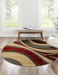 Unique Loom Barista Collection Area Rug - Ngada (6' 1" Round, Beige/Red)
