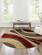 Unique Loom Barista Collection Area Rug - Ngada (10' Round, Beige/Red)
