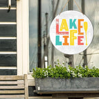 Lake House Wall Decor, Summer Country Lake Round Hanging Sign Decor Lake Life Wall Decorations Farmhouse Wood Sign for Home, Front Door, Porch, Housewarming Gift for Lake House Lake Lover