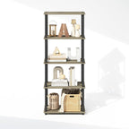 Furinno Turn-N-Tube Book Shelf, 5-Tier Bookshelf, Bookcase with Multipurpose Compact Display Rack, 11.6 x 23.6 x 57.4, for Living Room, Bedroom, Home Office, French Oak/Black
