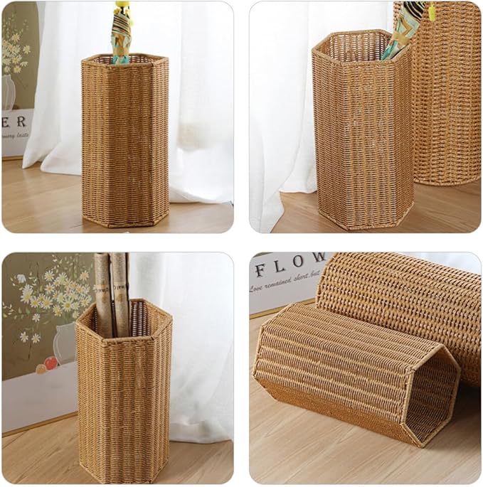 Mobestech Artificial Rattan Umbrella Holder for Indoor Use Large Capacity Plastic Umbrella Storage Stand for Entryway Versatile Design for Home and Office Also Great for Yoga Mat Storage