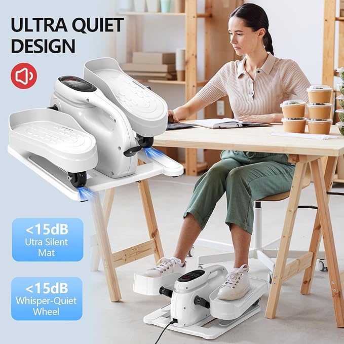 Under Desk Elliptical Machine for Senior Mini Elliptical Leg Exerciser with Remote Quiet Portable Electric Seated Foot Pedal Exerciser for Home Office