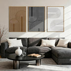 BINCUE Abstract Neutral Canvas Paintings Framed Modern Wall Art Neutral Geometric Wall Decor Modern Abstract Artwork Black and White Wall Painting Brown Pictures for Bedroom Living Room Office 16x24 Inch Set of 3