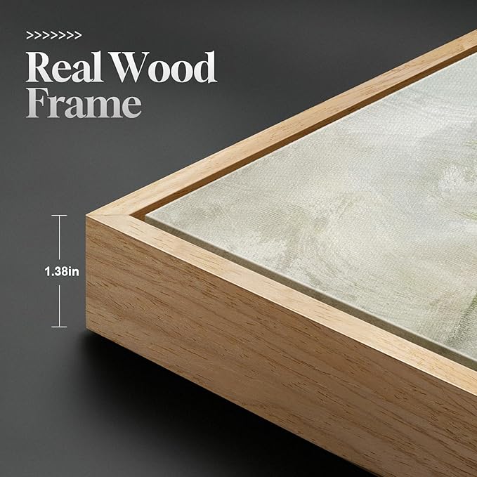 Framed Sage Green Abstract Landscape Wall Art for Bedroom, 3 Piece Modern Canvas Prints Paintings Artwork for Walls, Minimalist Nature Pictures for Living Room Dining Room Hallway Wall Decor 16x24 In