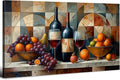 AIYISU Abstract Kitchen Wall Art Geometric Wall Decor Red Wine Glass Fruits Canvas Prints Pictures Rustic Farmhouse Still Life Painting Wine Bar Art for Dining Room Restaurant Home Decorations 24x48