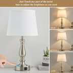 EJIAXIN Table Lamps for Bedrooms Set of 2 - Touch Bedside Lamps with USB C+A Ports,Dimmable White Nightstand Lamps for End Tables, Farmhouse Night Stand Lamps for Living Room Bed Side Guest Room