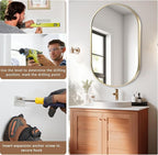 Gold Oval Mirror, 17"x30" Oval Bathroom Mirror, Vanity Mirror with Brushed Metal Frame, Wall Mount Mirrors Decor for Bathroom, Bedroom, Entryway, Living Room(Hangs Horizontally or Vertically)