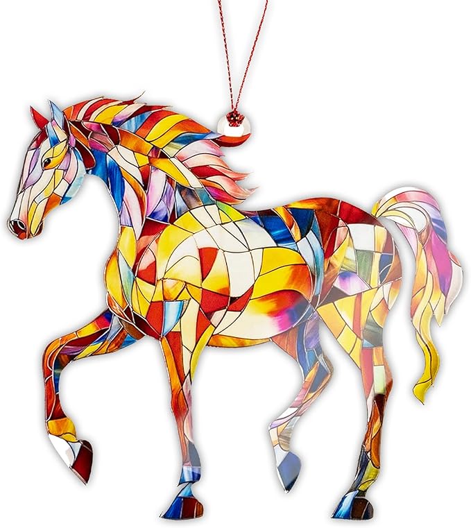Christmas Ornaments 2026, Horse Ornament with Colorful Design, Horse Ornament for Christmas Tree, for Animal Lovers, Gifts for Horse Lovers, Artistic Tree Ornaments for Festive Decoration