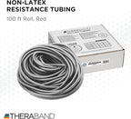 THERABAND Latex Resistance Tubing, Red, Medium Level 2, 100 ft Roll, Professional Grade Resistance Band for Exercise, Upper and Lower Body Workouts, Cut-to-Length, Color-Coded Levels