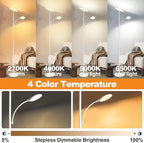 marctronic White Floor Lamps for Living Room, 44W/4500LM Super Bright 2 in 1 LED Floor Lamp with Remote, Stepless Dimmable, 69" Tall Standing Floor Lamp with Bendable Reading Light for Bedroom Office