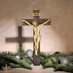 PlentifulHome 9” Resin Crucifix Wall Cross – Catholic Cross for Wall Decor, Jesus Christ Figurine, Inspirational Christian Religious Hanging for Home, Church & Spiritual Gifts