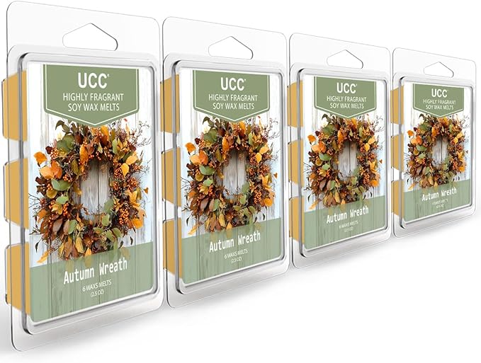 UCC Fall Wax Melts, Strong Fragrance Wax Melts Fall Scents, Long Lasting Premium Soy Scented Melts Cubes, Wax Melts Tarts, Colored Wax Melt - 4 Pack