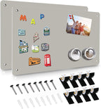 2Pack Magnetic Board,17.5" x 11.4" Magnet Bulletin Board to Display Magnetic Notes, Poetry, Photos, Suitable for Wall, Refrigerator, Cabinet etc, Come with 8 Pcs Dual Lock Tape and Screws (Gray)