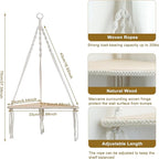 Artilady Macrame Corner Shelf Wall Hanging - White Corner Floating Shelves Boho Wall Decor, Rustic Wooden Plant Shelf Storage Rack for Bedroom Living Room Bathroom