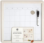 U Brands Rustic Monthly Dry Erase Board with White Wooden Frame, Office Supplies, 14” x 14”