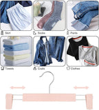 Clothes Pants Hangers, Space-Saving Skirt Holders with 360 ° Swivel Hooks, Adjustable Clips, Trouser Hangers, Clothes Coat Garment Jeans Hangers (10 Pack, Pink)