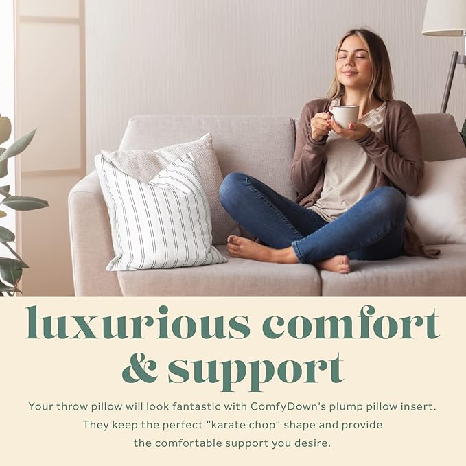ComfyDown 14x20 Decorative Throw Pillow Insert, Down and Feathers Fill, 100% Cotton Cover 233 Thread Count, Rectangle Pillow Insert - Made in USA (Single) (Set of 2)