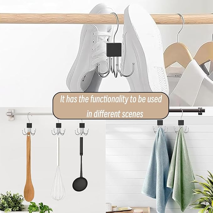 Belt Hanger, 4Pcs Belt Organizer for Closet 360°,Rotatable Max 48 Belt Storage Rack Space Saving Storage Rack for Belt, Bra, Tank Top, Tie, Scarf (2White 2Black)