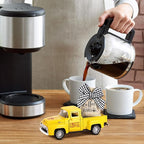 Hooqict Coffee Bar Decor Mini Metal Yellow Truck with Coffee Beans Burlap Sack for Summer Fall Home Farmhouse Kitchen Tiered Tray Decor Coffee Bar Accessories Coffee Station Decoration
