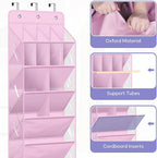 MISSLO Clear Over the Door Shoe Organizer Large Deep Pockets Hanging Shoe Rack for Closet Fit 20 Pairs Shoe Holder for Sneakers Boots Storage, Pink