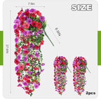 2PCS Artificial Hanging Flowers, 132 Violet and Eucalyptus Vines Fake Hanging Plants for Wall Home Room Garden Artificial Flowers for Decoration
